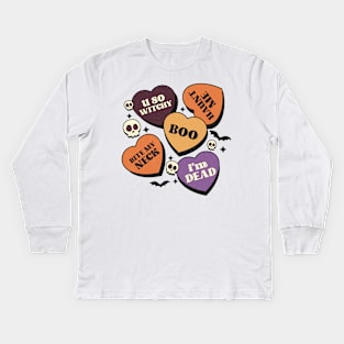 Spooky Hearts & Skulls Kids Long Sleeve T-Shirt